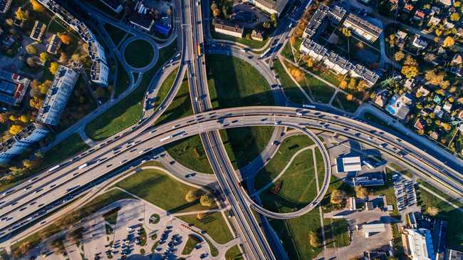 Aerial view of a highway