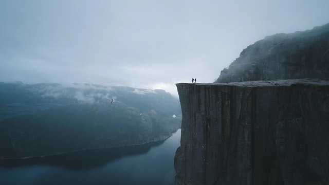 People on a cliff edge